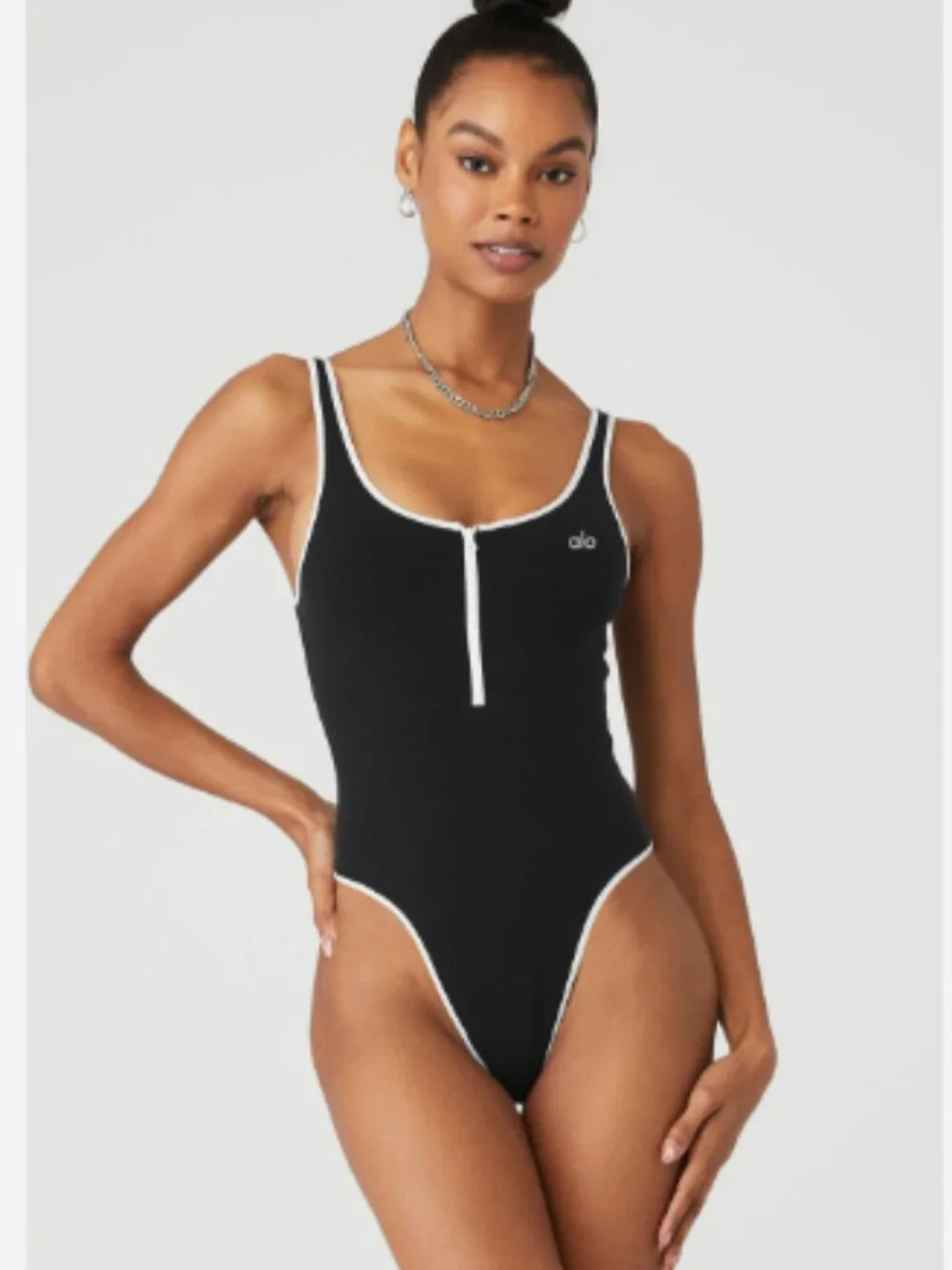 ALO NWOT Supernova Bodysuit Black/White XS